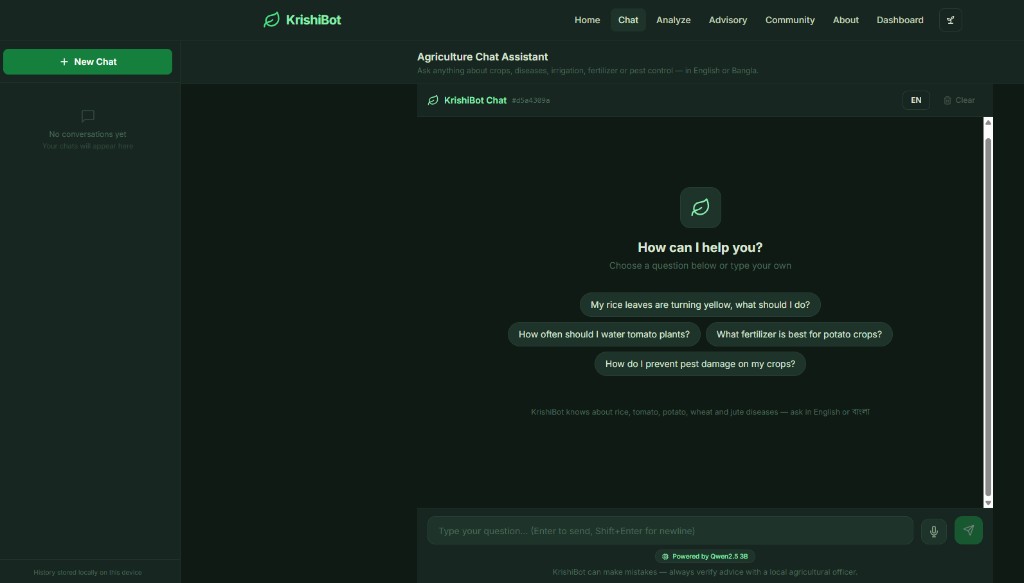 KrishiBot AI Agriculture Assistant screenshot